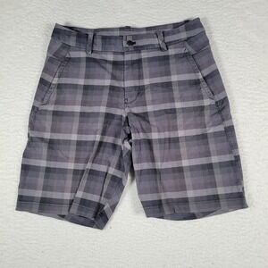 Lululemon Commission Shorts Mens 34 Gray Plaid Checkered Stretch Golf Casual